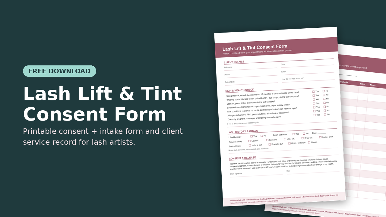 Free Lash Lift & Tint Consent Form preview