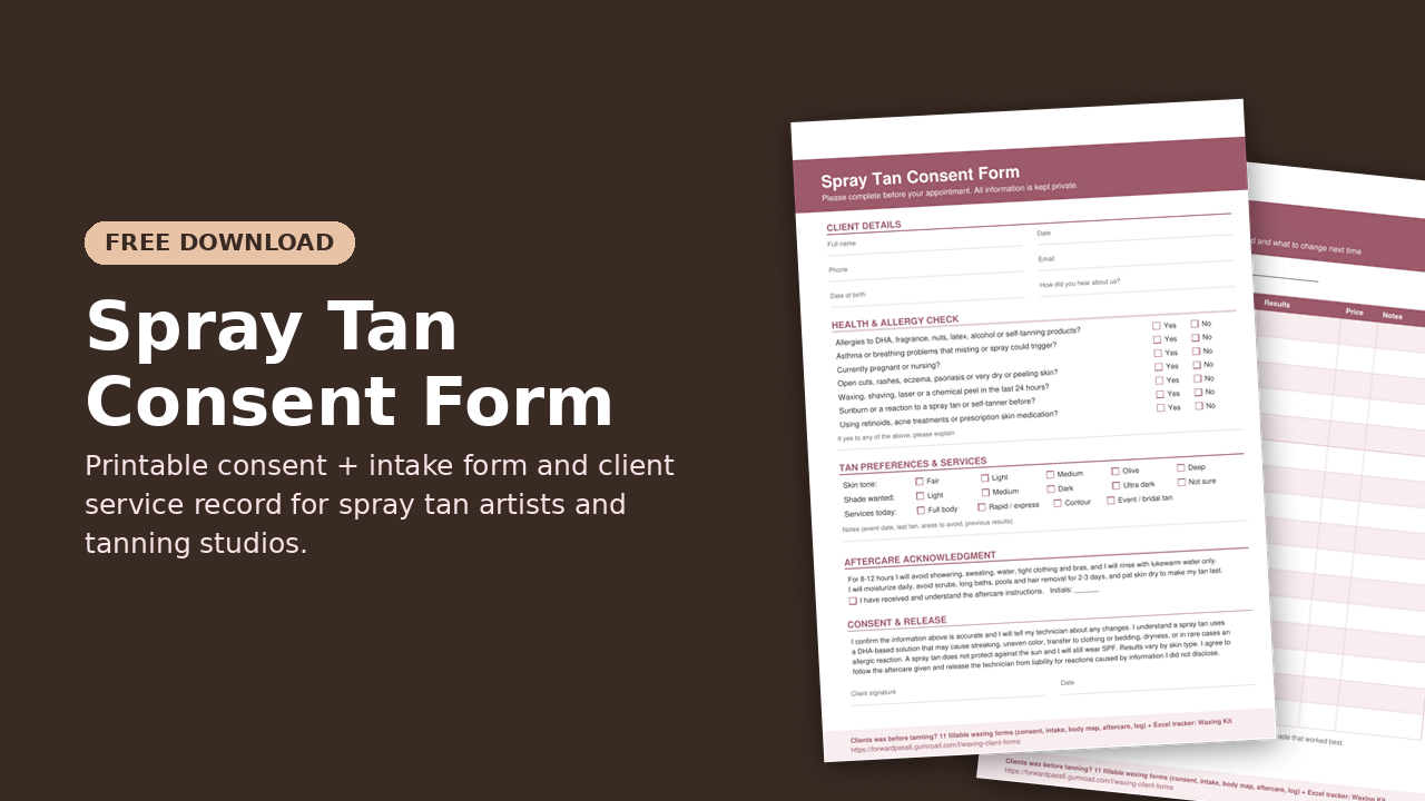 Free Spray Tan Consent Form preview
