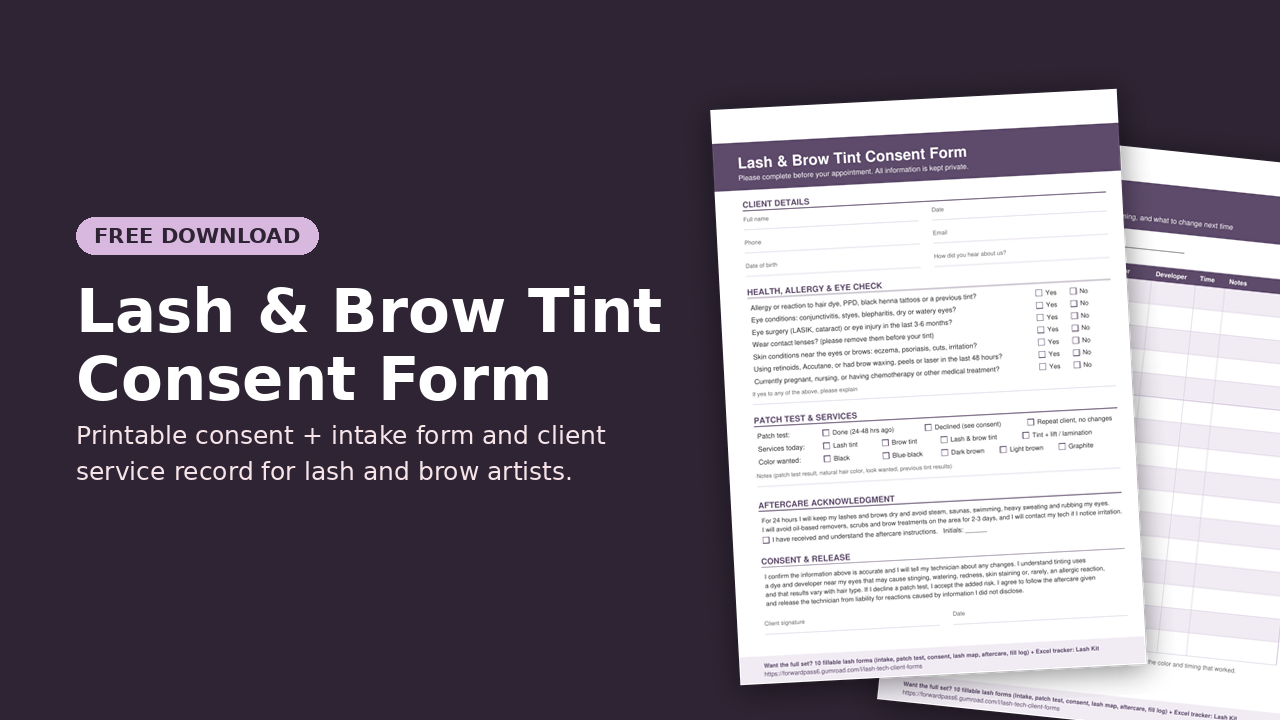 Free Lash & Brow Tint Consent Form preview