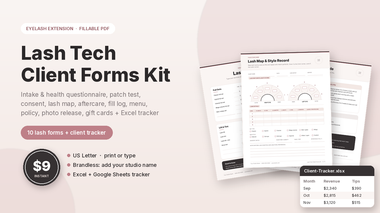 Lash Tech Client Forms Kit preview